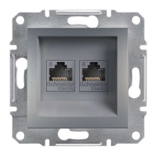РОЗЕТКА КОМП'ЮТЕРНА RJ45 UTP КАТ.6 ПОДВІЙНА ASFORA СТАЛЬ, EPH4800162