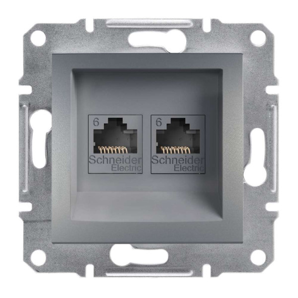 РОЗЕТКА КОМП'ЮТЕРНА RJ45 UTP КАТ.6 ПОДВІЙНА ASFORA СТАЛЬ, EPH4800162