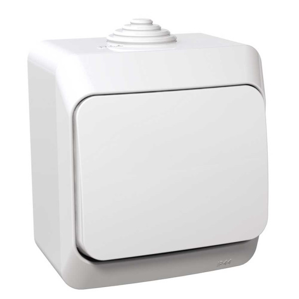 Вимикач накладний 1-клавішний Cedar plus, ip44, білий