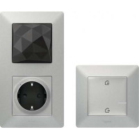752396. Valena Life with NETATMO. Стартовый набор. Шлюз WiFi + Умная розетка2К+С 16А 250В + Главный беспроводной выключатель "Дома/Вне Дома". Цвет Алюминий