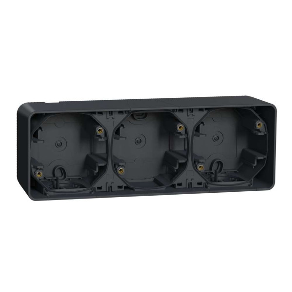 Тримісний бокс для поверхневого монтажу IP55, чорний Mureva Styl Schneider Electric MUR37713