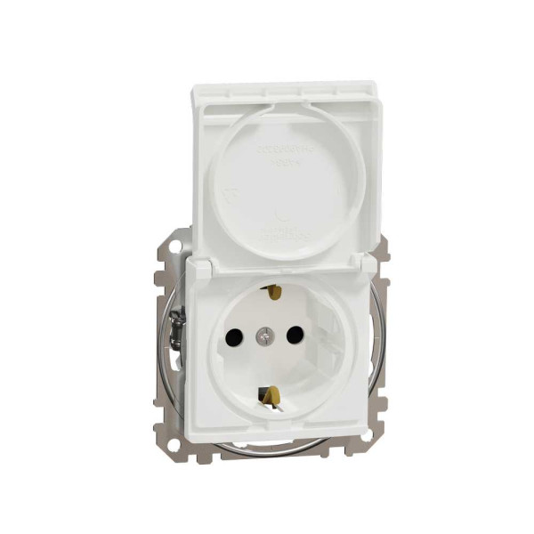 Розетка з заземленням, зі шторками та кришкою Білий Sedna Design Schneider Electric SDD111024