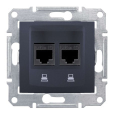 ПОДВІЙНА КОМП'ЮТЕРНА РОЗЕТКА RJ45 UTP КАТЕГОРІЯ 6 SEDNA ГРАФІТ, SDN4800170