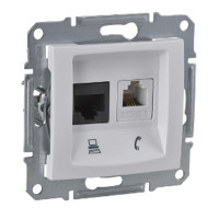 ТЕЛЕФОННА+КОМП'ЮТЕРНА РОЗЕТКА (RJ45-КАТ. 5е UTP) SEDNA БІЛИЙ, SDN5100121