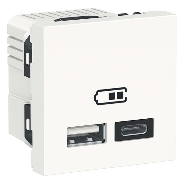 Подвійна USB розетка A+C білий, NU301818