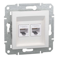 Розетка RJ45 подвійна, тип UTP, категорія 6, білий, Asfora, без рамки, EPH4870121