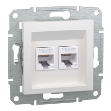 Розетка RJ45 подвійна, тип UTP, категорія 6, білий, Asfora, без рамки, EPH4870121