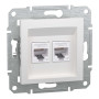 Розетка RJ45 подвійна, тип UTP, категорія 6, білий, Asfora, без рамки, EPH4870121