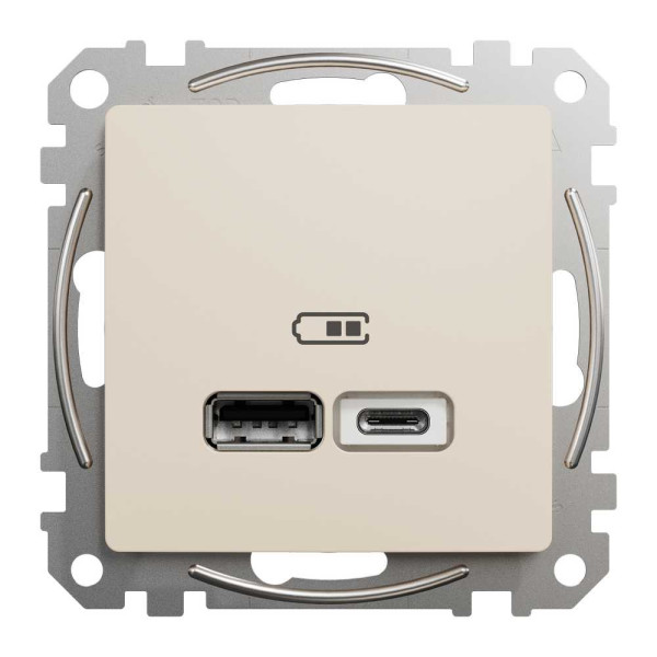 USB розетка тип A+C 2,4A Бежевий Sedna Design Schneider Electric SDD112402