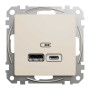 USB розетка тип A+C 2,4A Бежевий Sedna Design Schneider Electric SDD112402