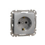 Розетка з заземленням та зі шторками Алюміній Sedna Design Schneider Electric SDD113022