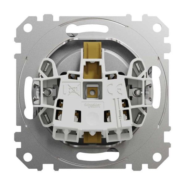 Розетка з заземленням та зі шторками Алюміній Sedna Design Schneider Electric SDD113022