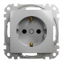 Розетка з заземленням та зі шторками Алюміній Sedna Design Schneider Electric SDD113022