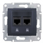 ПОДВІЙНА КОМП'ЮТЕРНА РОЗЕТКА RJ45 UTP КАТЕГОРІЯ 5e SEDNA ГРАФІТ, SDN4400170
