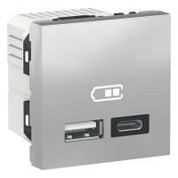 Подвійна USB розетка A+C алюміній, NU301830