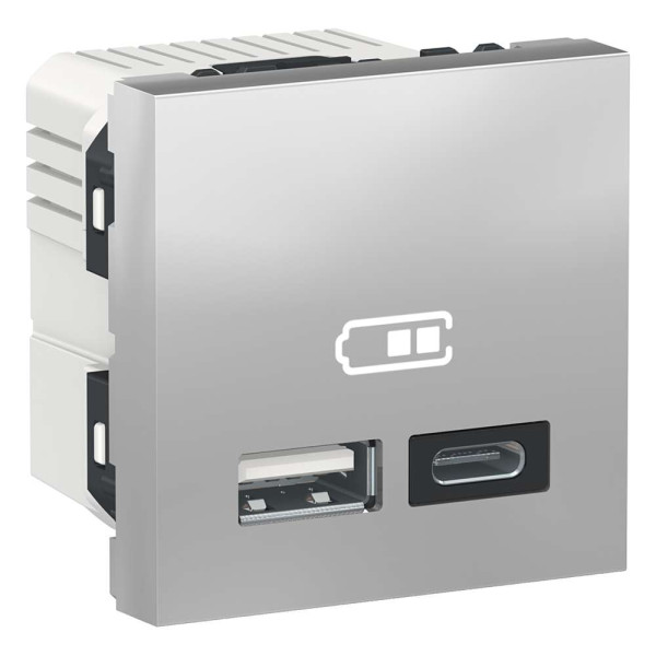 Подвійна USB розетка A+C алюміній, NU301830