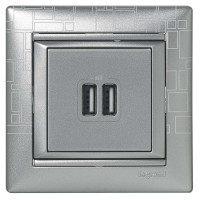 770270. Valena Розетка 2хusb Алюм.