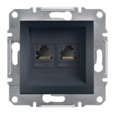 РОЗЕТКА КОМП'ЮТЕРНА RJ45 UTP КАТ.6 ПОДВІЙНА ASFORA АНТРАЦИТ, EPH4800171