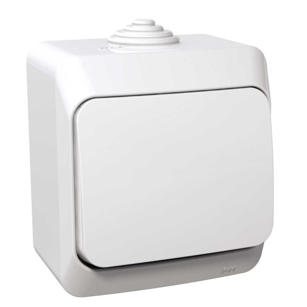 Перемикач накладний 1-клавішний Cedar plus, ip44, білий