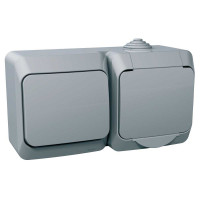 Розетка з заземленням та з вимикачем Cedar plus, ip44, сірий