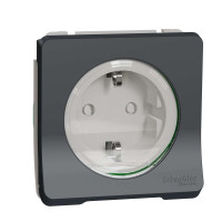 Механізм розетки з заземленням та шторками IP55, чорний Mureva Styl Schneider Electric MUR36134