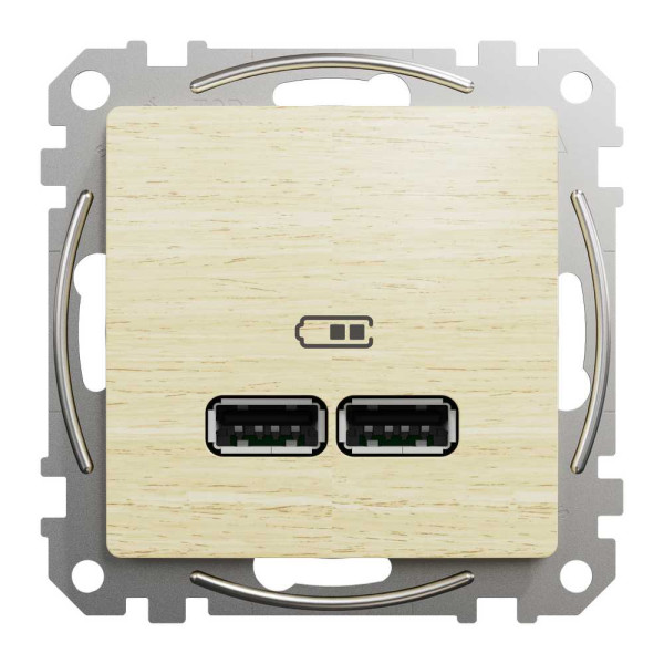 USB розетка тип A+A 2,1A Береза - Ефект дерева Sedna Elements Schneider Electric SDD180401
