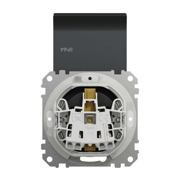 Розетка з заземленням, зі шторками, та з кришкою IP44 Чорний Sedna Design Schneider Electric SDD214024