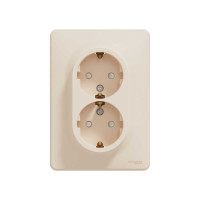 Подвійна розетка 2P+E з заземляючим контактом, Бежевий Sedna Design Schneider Electric SDD312221