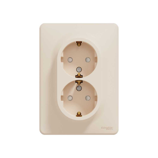 Подвійна розетка 2P+E з заземляючим контактом, Бежевий Sedna Design Schneider Electric SDD312221