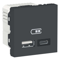 Подвійна USB розетка A+C антрацит, NU301854
