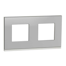 Рамка 2-постова, горизонтальна, алюміній матовий/білий, NU600480