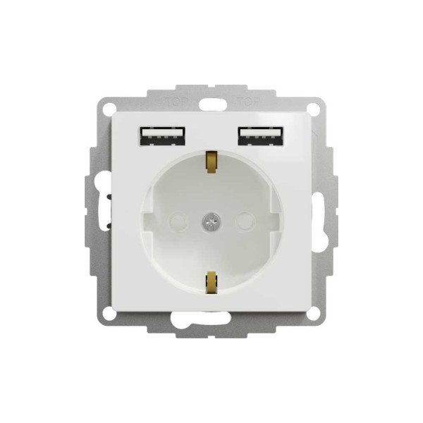 Розетка з заземленням + 2 USB тип А Білий Sedna Design Schneider Electric SDD111052