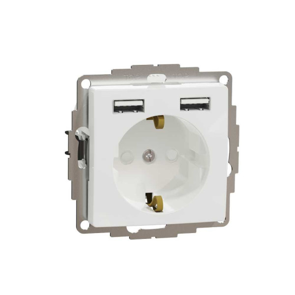 Розетка з заземленням + 2 USB тип А Білий Sedna Design Schneider Electric SDD111052