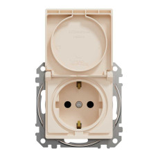 Розетка з заземленням, зі шторками та кришкою Бежевий Sedna Design Schneider Electric SDD112024