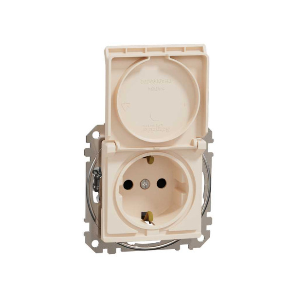 Розетка з заземленням, зі шторками та кришкою Бежевий Sedna Design Schneider Electric SDD112024