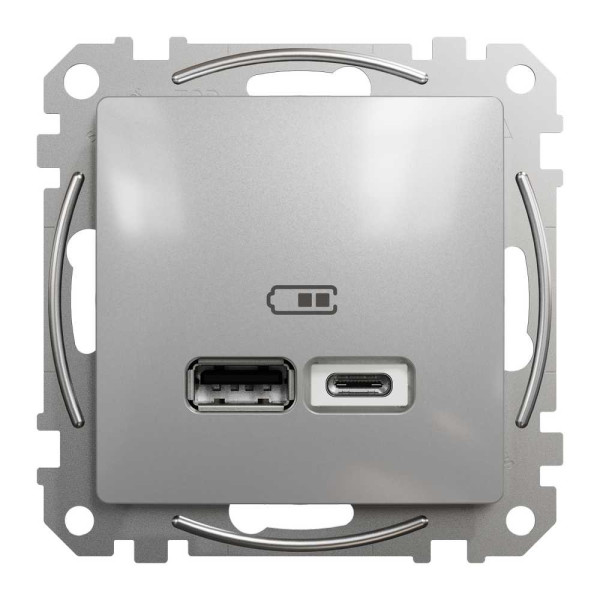 USB розетка ип A+C 2,4A Алюміній Sedna Design Schneider Electric SDD113402
