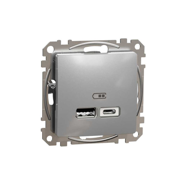 USB розетка ип A+C 2,4A Алюміній Sedna Design Schneider Electric SDD113402