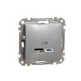 USB розетка ип A+C 2,4A Алюміній Sedna Design Schneider Electric SDD113402