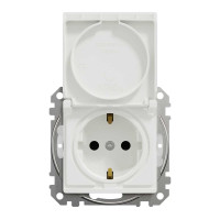 Розетка з заземленням, зі шторками, та з кришкою IP44 Білий Sedna Design Schneider Electric SDD211024