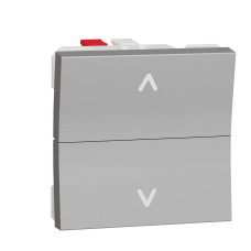 Вимикач для жалюзі 2-клавішний кнопковий схема 4, 6А 2 модулі алюміній, NU320730
