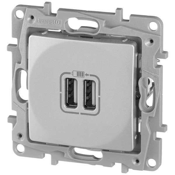 672494. Etika Розетка Заряд. 2хusb Алм