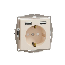 Розетка з заземленням + 2 USB тип А Бежевий Sedna Design Schneider Electric SDD112052