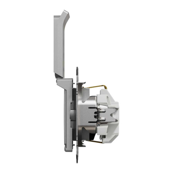 Розетка з заземленням, зі шторками та кришкою Алюміній Sedna Design Schneider Electric SDD113024