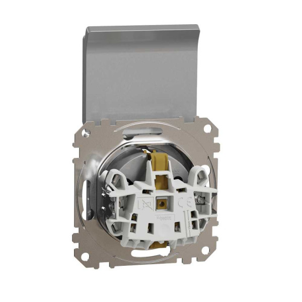 Розетка з заземленням, зі шторками та кришкою Алюміній Sedna Design Schneider Electric SDD113024