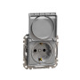 Розетка з заземленням, зі шторками та кришкою Алюміній Sedna Design Schneider Electric SDD113024