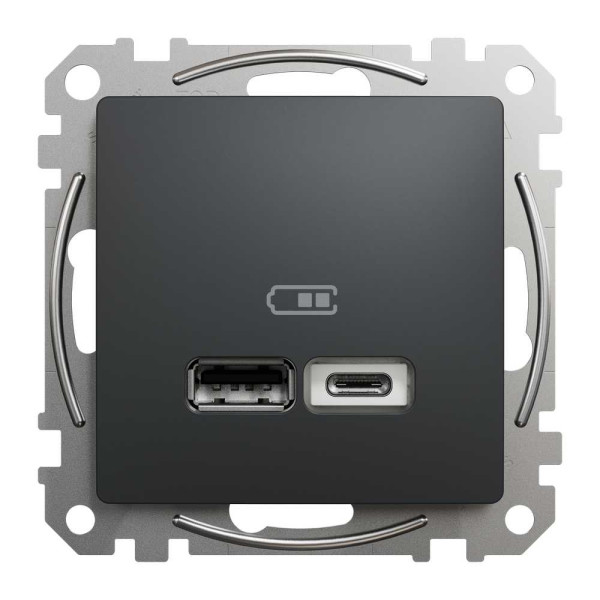 USB розетка тип A+C 2,4A Чорний Sedna Design Schneider Electric SDD114402