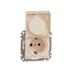 Розетка з заземленням, зі шторками, та з кришкою IP44 Бежевий Sedna Design Schneider Electric SDD212024