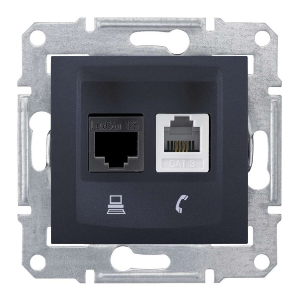 ТЕЛЕФОННА+КОМП'ЮТЕРНА РОЗЕТКА (RJ45-КАТ. 5е UTP) SEDNA ГРАФІТ, SDN5100170