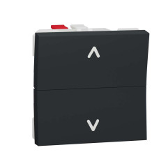 Вимикач для жалюзі 2-клавішний кнопковий схема 4, 6А 2 модулі антрацит, NU320754