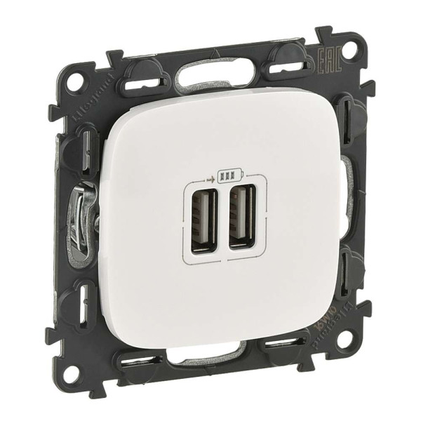 754995. Valena Allure Розетка 2хusb Заряд. Біл